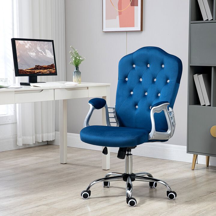 Velvet Office Chair Desk Chair with 360 Degree Swivel Wheels Adjustable Height Tilt Function