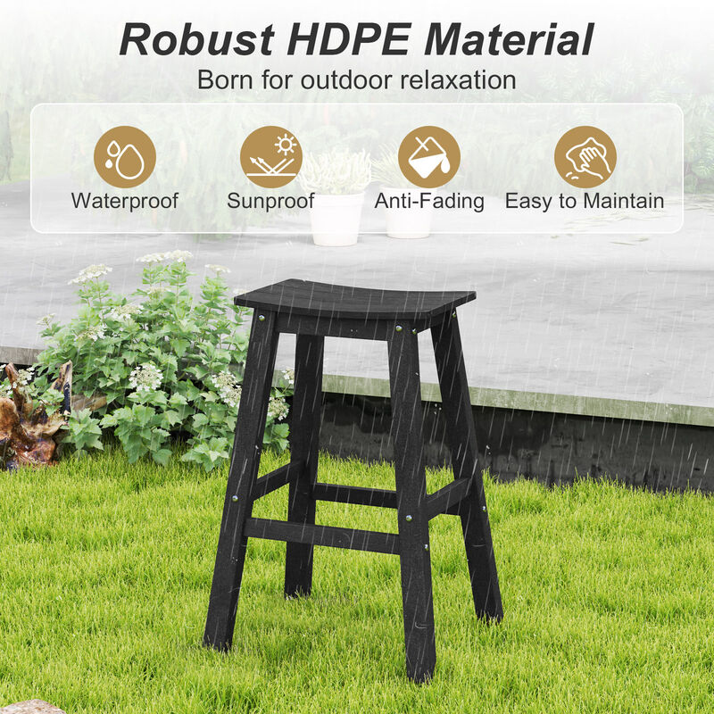 HDPE Armless Patio Bar Stools Set – Saddle Seat Outdoor Counter Chairs