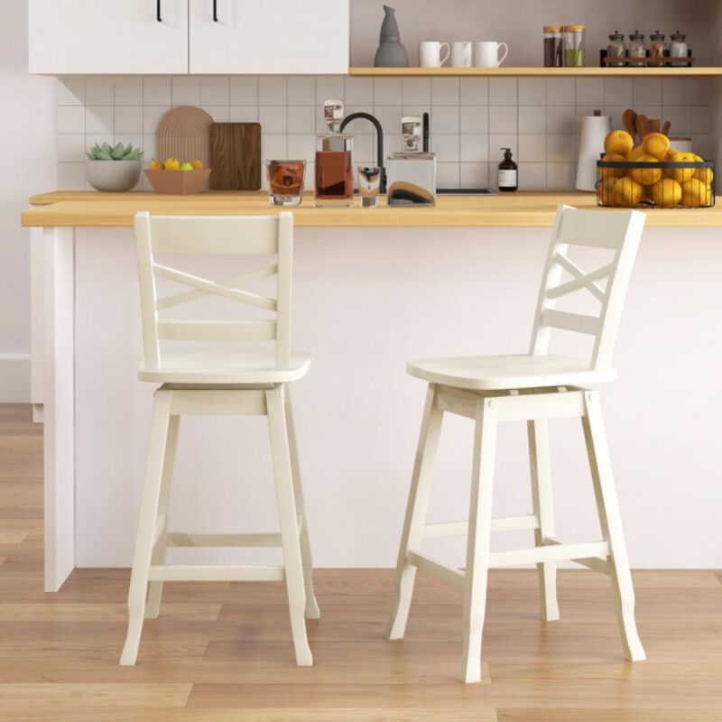 Hivvago Swivel Counter Height Stool Set of 2 with Inclined Backrest