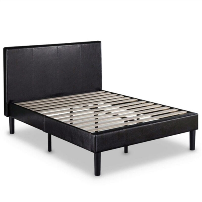 Faux Leather Platform Bed Frame with Headboard for Stylish Bedroom Design