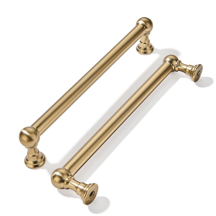 khtumeware 10 Pack 6 Inch Hole Center Champagne Bronze Cabinet Pulls Heavy Duty Solid Satin Brass Cabinet Handles for cabinets D