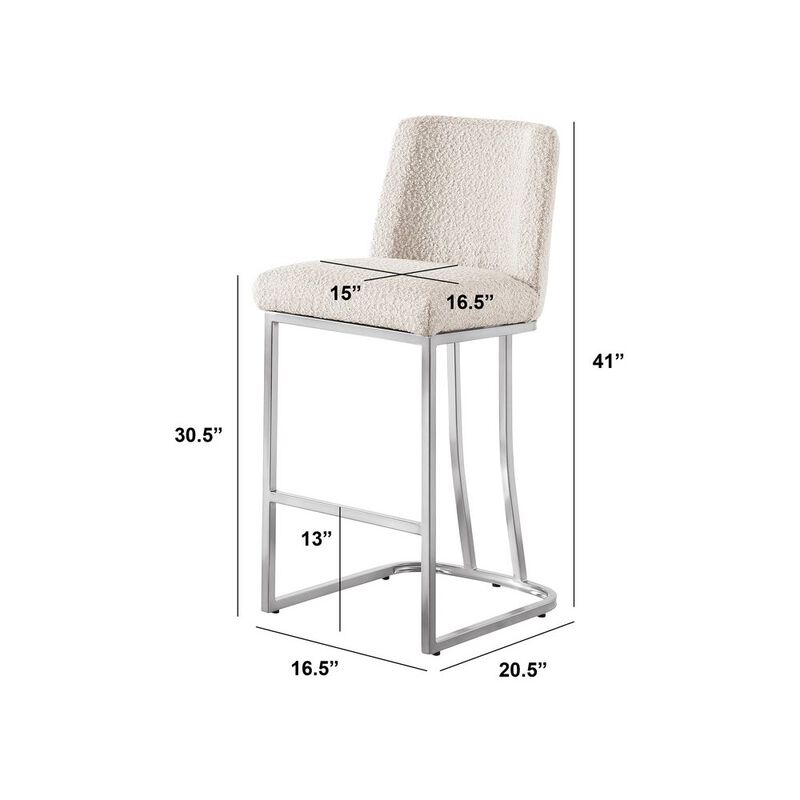 Best Quality Furniture Cream With Silver Base Barstools, Set Of 2