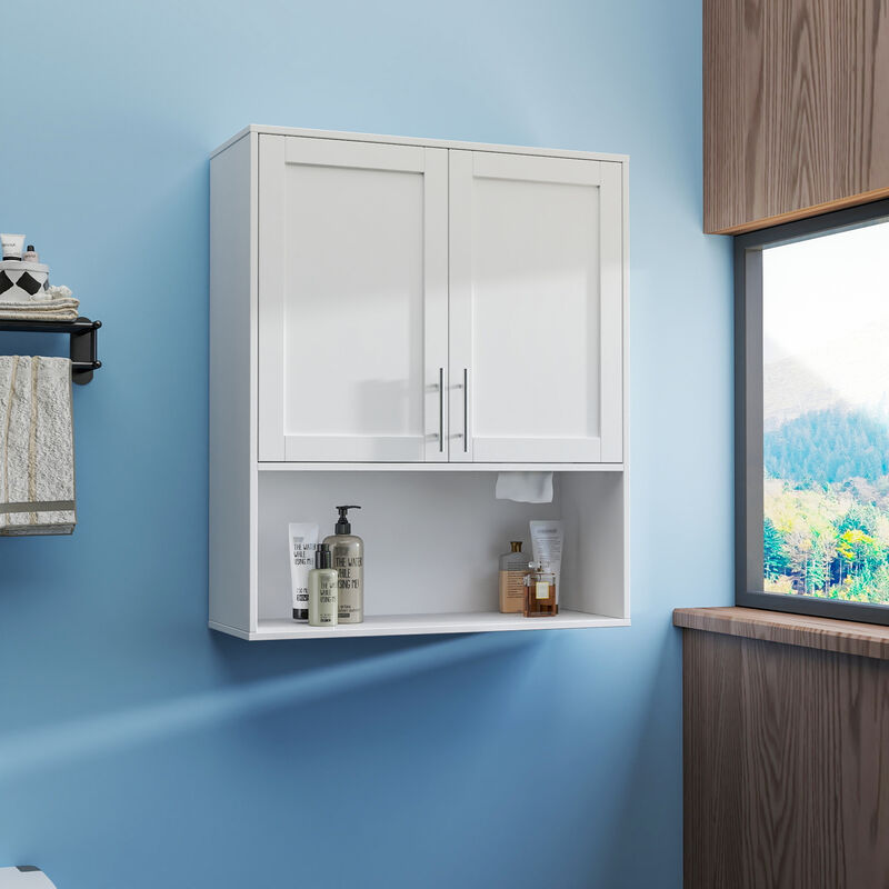 ELEMENT ACE Two Door Wall Mount Bathroom Mirror Cabinet with Adjustable Shelves and Facial Tissue Storage Organization image number 4