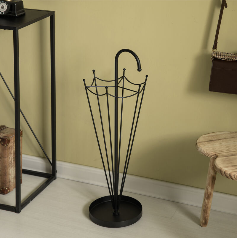 Black Umbrella Shaped Creative Umbrella Holder Stand for Indoor and Outdoor
