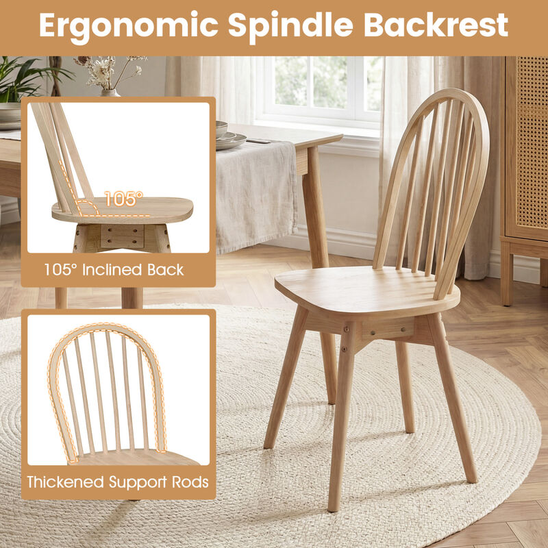 Set of 4 Swivel Windsor Dining Chairs with Solid Rubberwood Frames image number 3