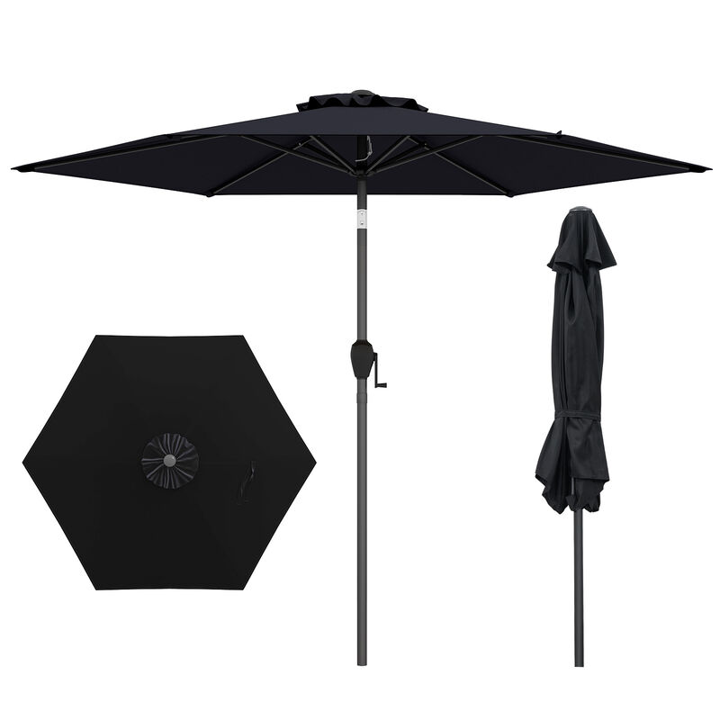 Outdoor Patio Heavy Duty Market Umbrella with Push Button Tilt