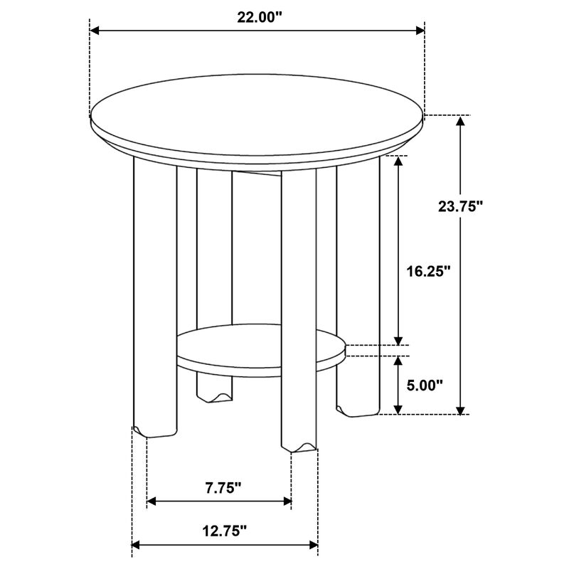 Clera Round Side End Table with Open Shelf, Light Oak Wood 22Inch image number 7
