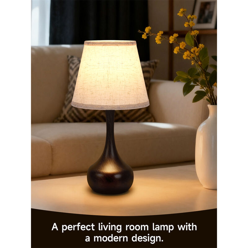 17.3 in. Table Lamp with Gray Linen Shade and Touch Control (Set of 2)