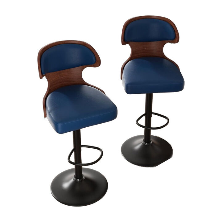 Ergonomic Modern Dual Color Steady PU Leather Bar Stool Swivel Height Adjustable Large Seat Hotel Outdoor Kitchen Counter Chair
