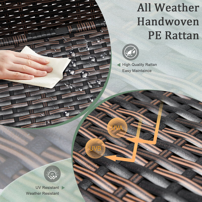 Small Patio Wicker Storage Table for Cushions Towels and Accessories