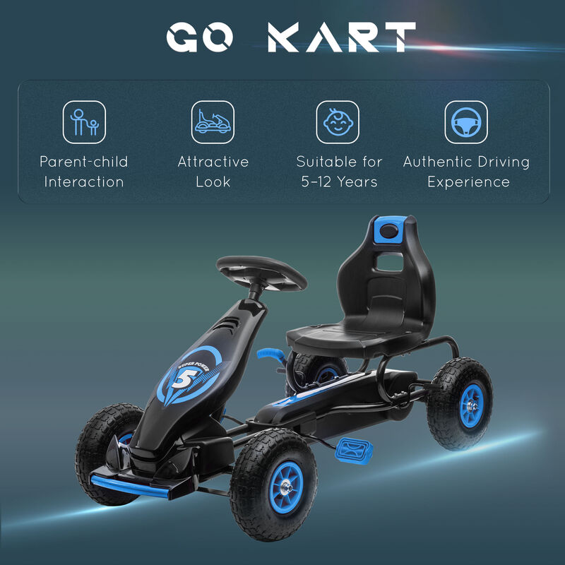 BreeBe Ergonomic Pedal Go Kart Kids Ride-on Toy with Tough, Wear-Resistant Tread image number 7