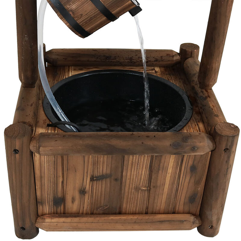 Sunnydaze Rustic Wooden Wishing Well Water Fountain with Liner - 46 in image number 4