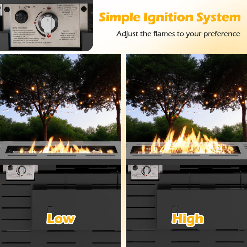 Rectangle Propane Gas Fire Table with Lava Rocks for Outdoor Use image number 5