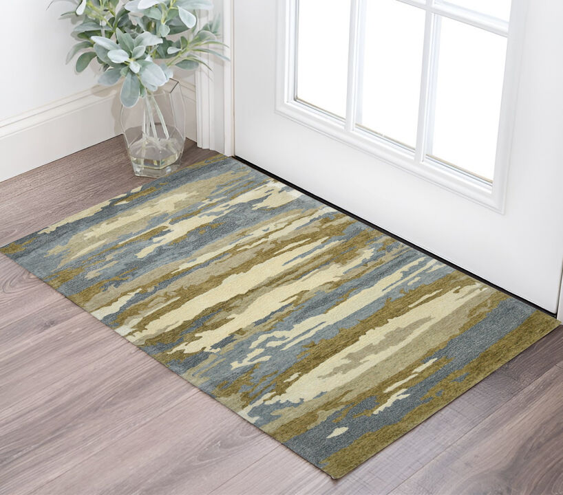 HomeRoots Wool Abstract Hand Tufted Area Rug