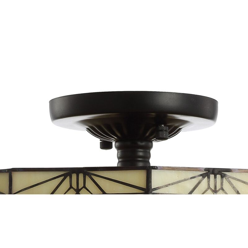 Jasmine Tiffany-Style Glass/Metal LED Semi-Flush Mount