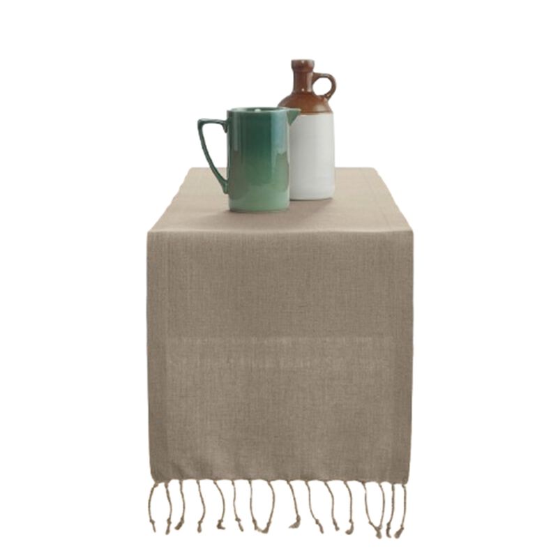 Solino Home 100% Pure Linen Table Runner - Twisted Fringe