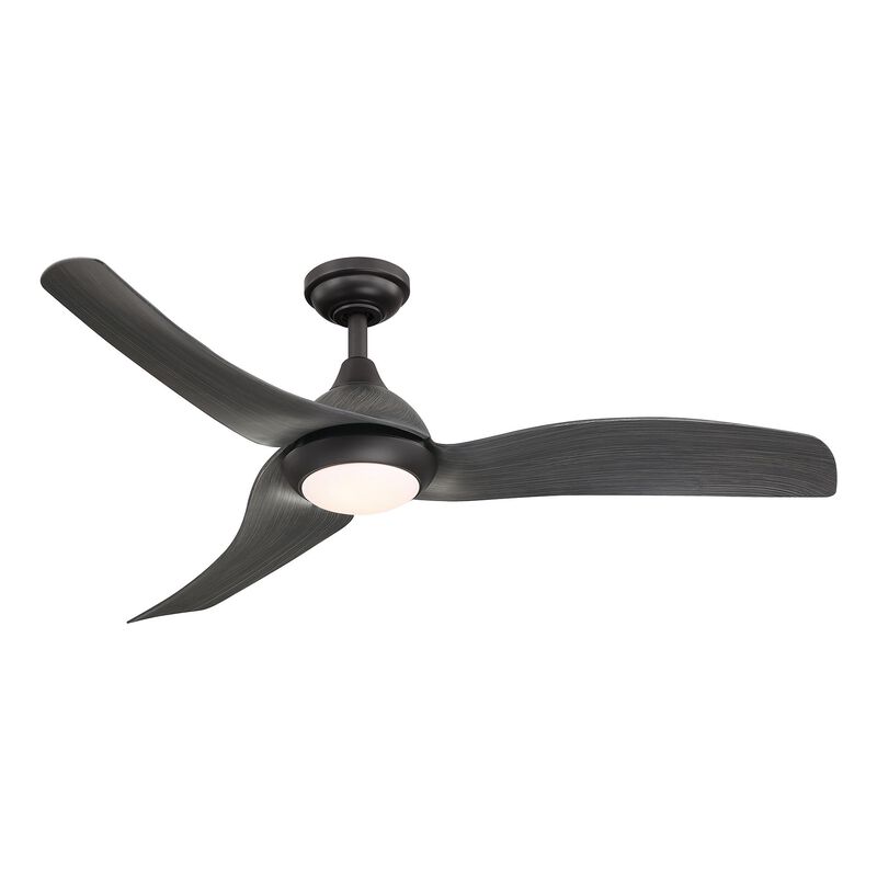 52 in. Integrated LED Brushed Black Downrod Mount Ceiling Fan with Light and Remote