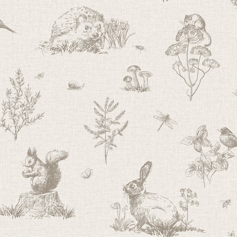 Clawford Beige Meadow Friends Wallpaper image number 0