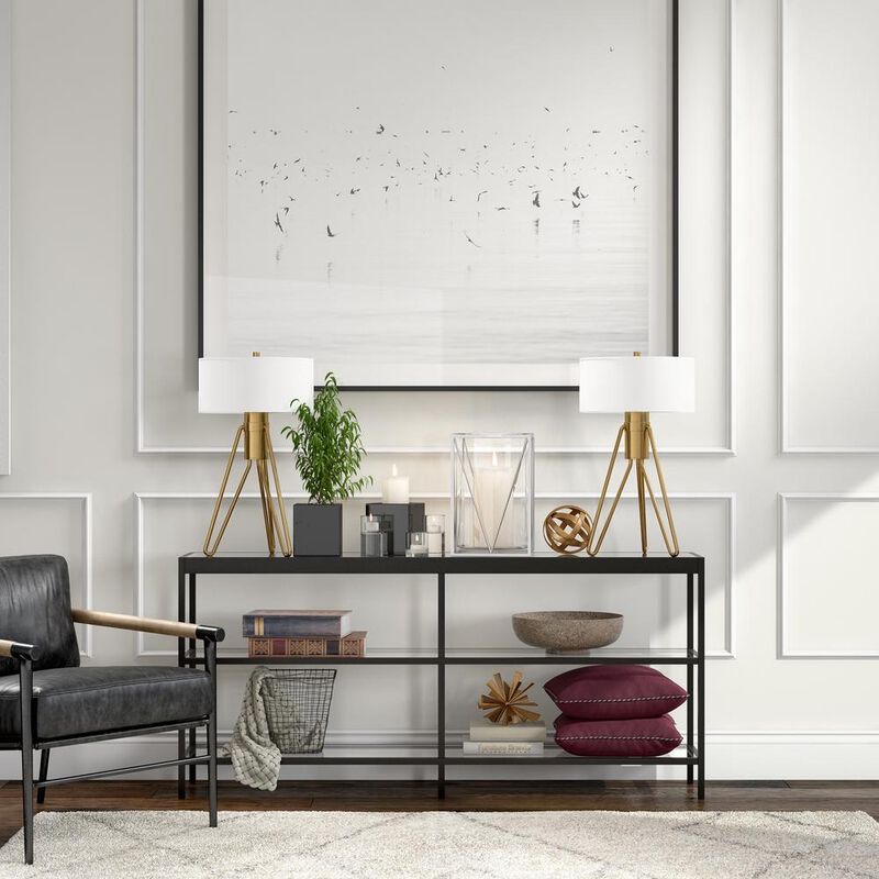 Hudson&Canal Alexis 64'' Wide Rectangular Console Table in Blackened Bronze