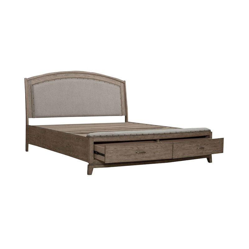 Liberty Furniture Avalon King Upholstered Storage Bed Frame with Footboard Drawer image number 4