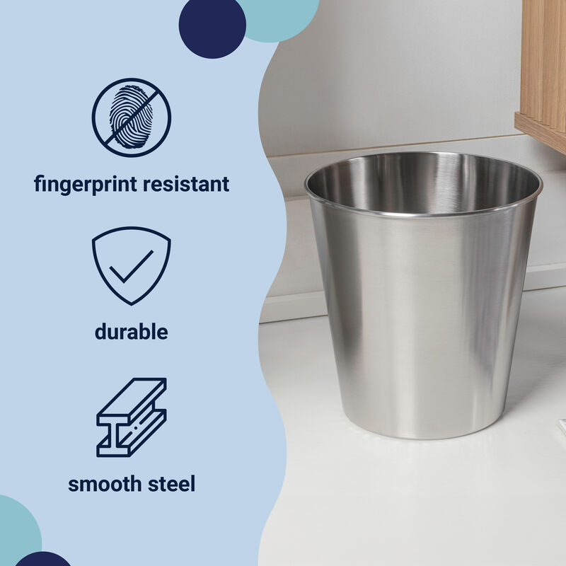 Remi Modern Classic Textured Steel 2-Gallon Wastebasket