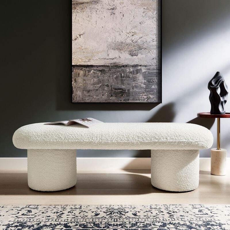 Modway Orla Chenille Upholstered Bench in Cream image number 4