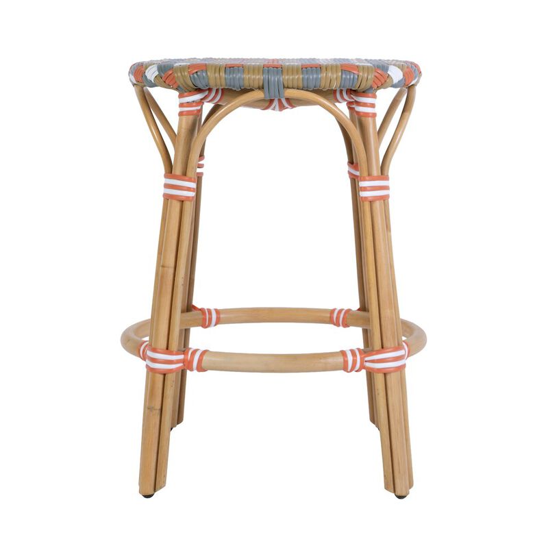 Butler Specialty Ballito 24 in. Seat Height Oval Rattan Counter Stool, Yellow and Brown image number 4