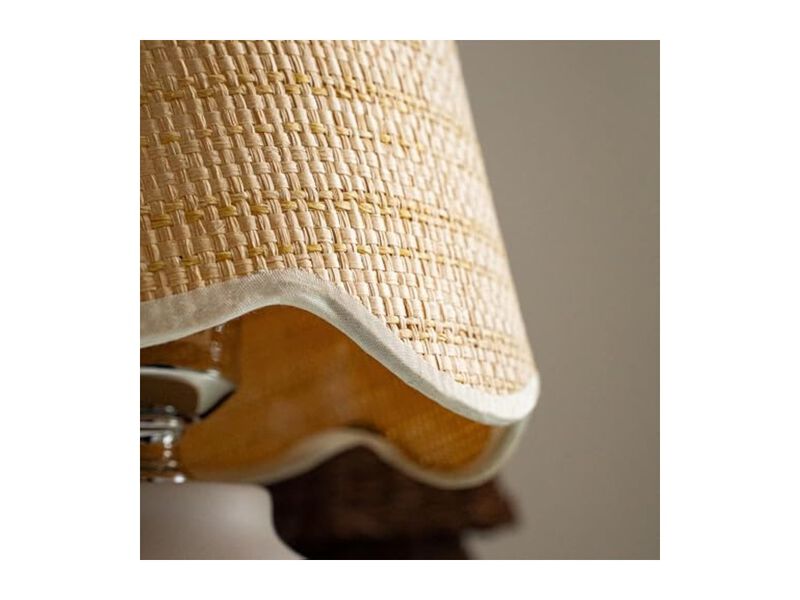 Dimmable Boho Ceramic Rattan Table Lamp For Bedroom Nightstand Cream image number 3