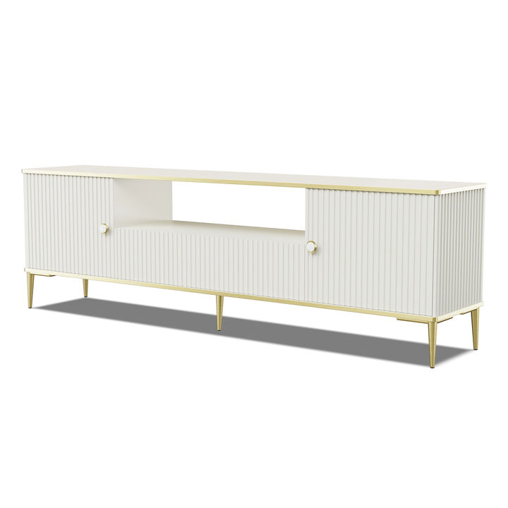 TV Stand PETRA 70.87 in 2D1SZ - Cashmere - Gold Legs