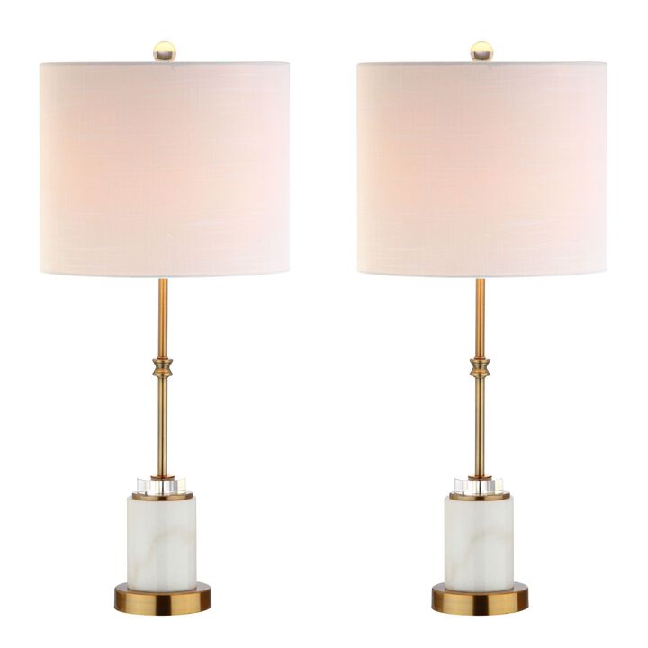 Harper 27" Marble/Crystal LED Table Lamp, Brass (Set of 2)