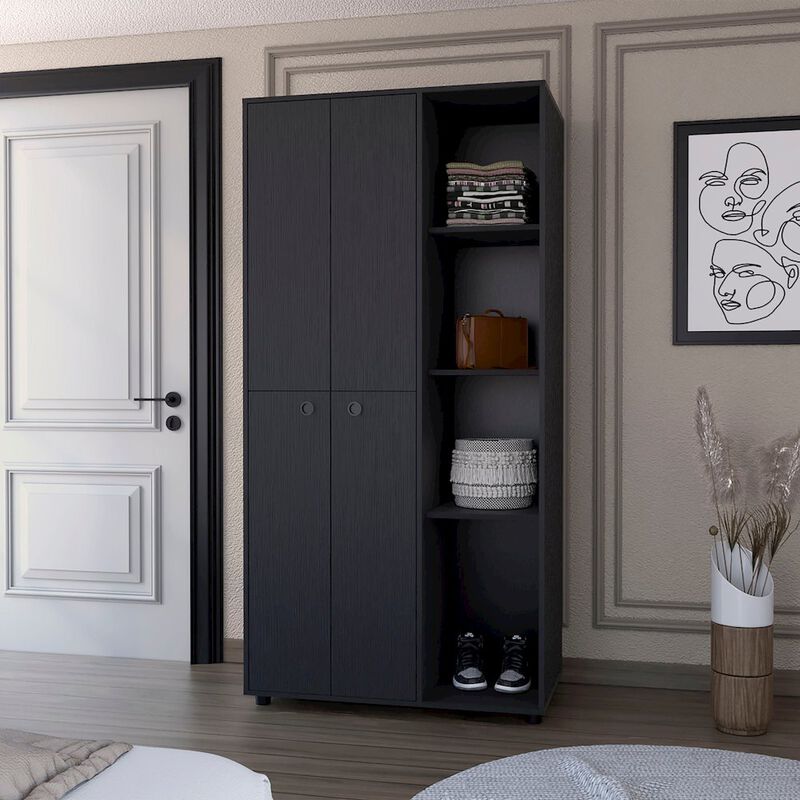 Plethoria Home 1-Drawer Armoire Closet Black