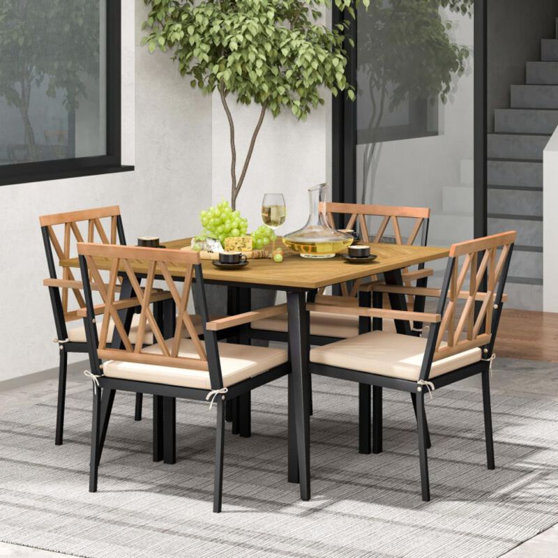 Hivvago Outdoor Dining Table and Chairs with Cushions and 1.9 inches Umbrella Hole
