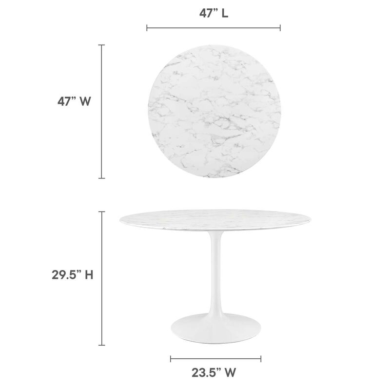 Modway - Lippa 48" Round Artificial Marble Dining Table White