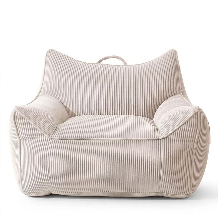 Vipbear Corduroy Bean Bag Chair with Armrests Comfy Lazy Floor Sofa Couch for Living Room, Bedroom
