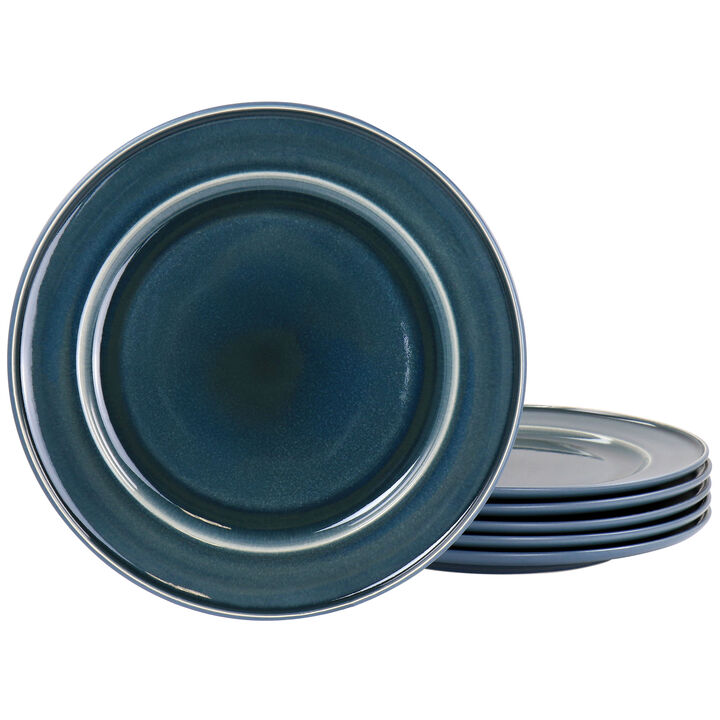 Martha Stewart 10.5 Inch Speckle Glazed 6 Piece Dinner Plate Set in Blue