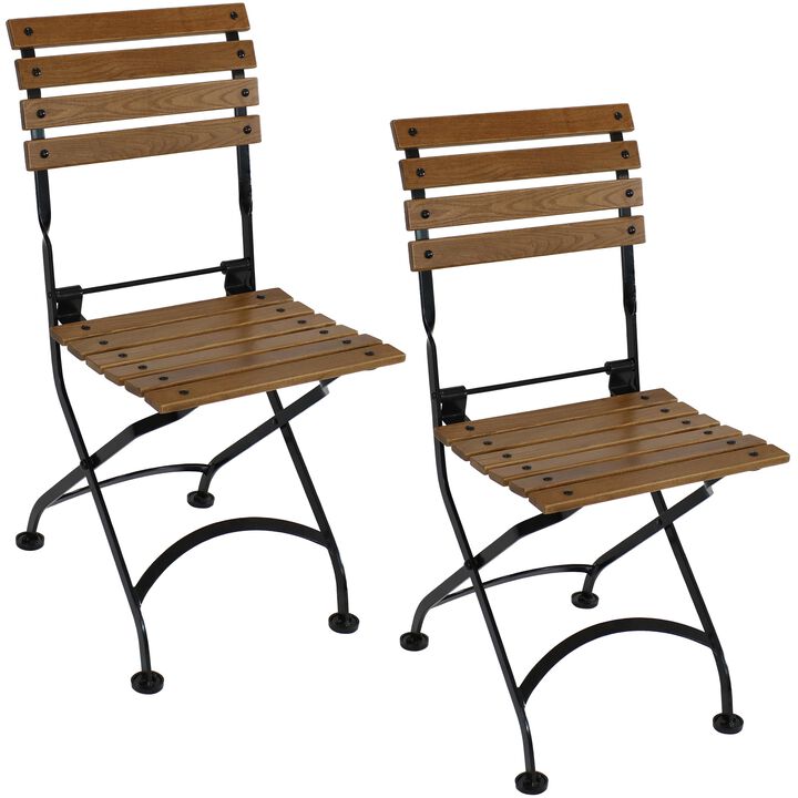 Sunnydaze European Chestnut Wood Folding Bistro Dining Chair