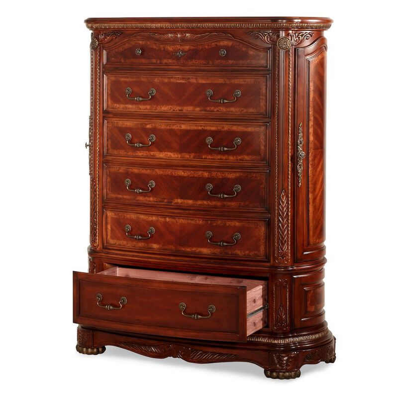 Michael Amini Cortina 6-Drawer Chest - Honey Walnut