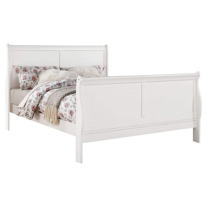 King Bedroom Set, White Wood, 3 Piece Set with 2 Nightstands image number 2