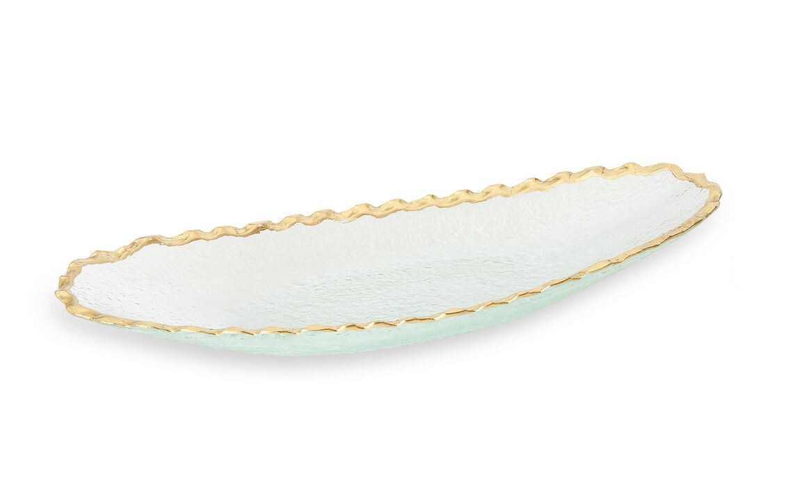 Glass Oval Tray with Gold Edge