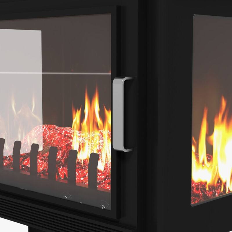 Freestanding Electric Fireplace with Adjustable Temperature, Realistic Flame Heater for Home