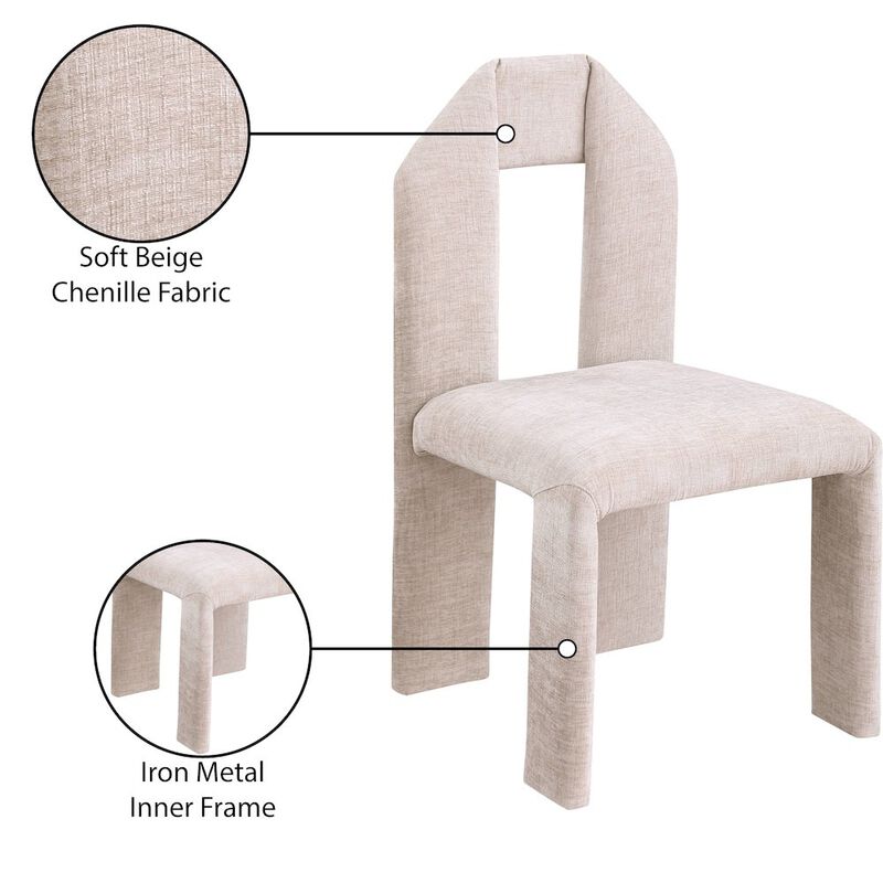 Meridian Furniture Bennett Beige Chenille Fabric Dining Chair, Set of 2