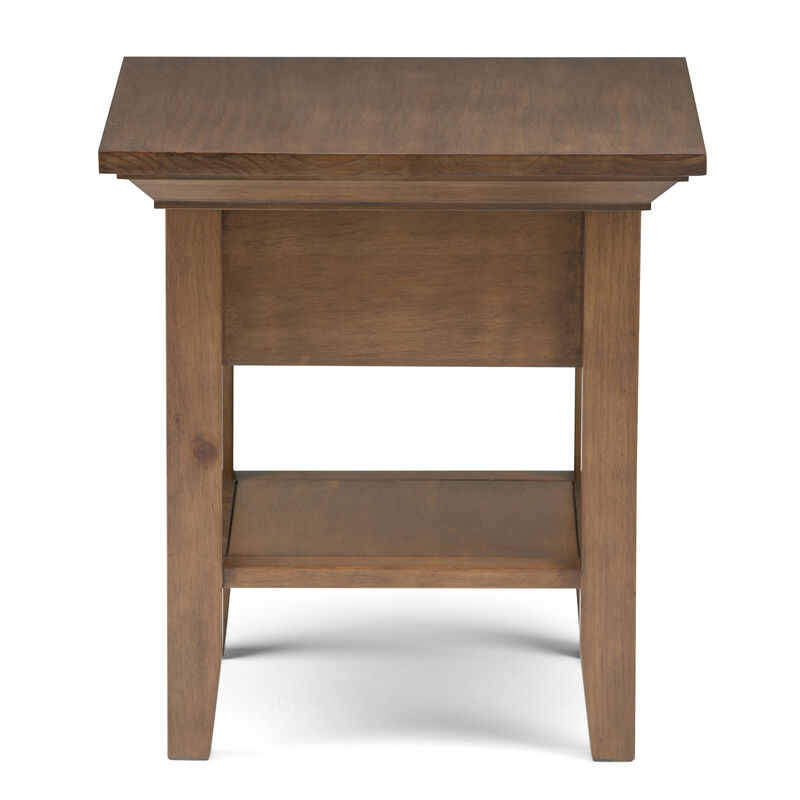 Redmond SOLID WOOD 19 inch Wide Square Transitional End Side Table in Rustic Natural Aged Brown
