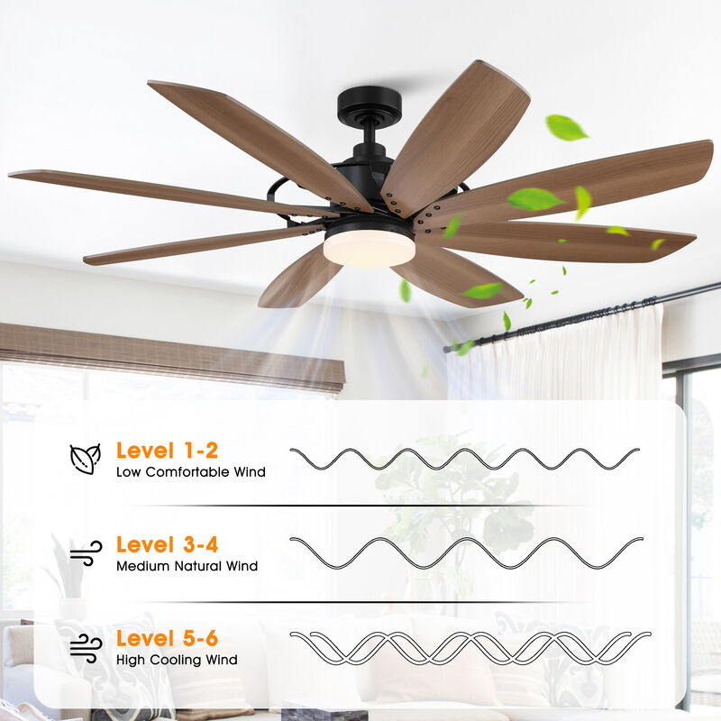 60 in. Black Integrated LED DC Motor Ceiling Fan Light and Remote