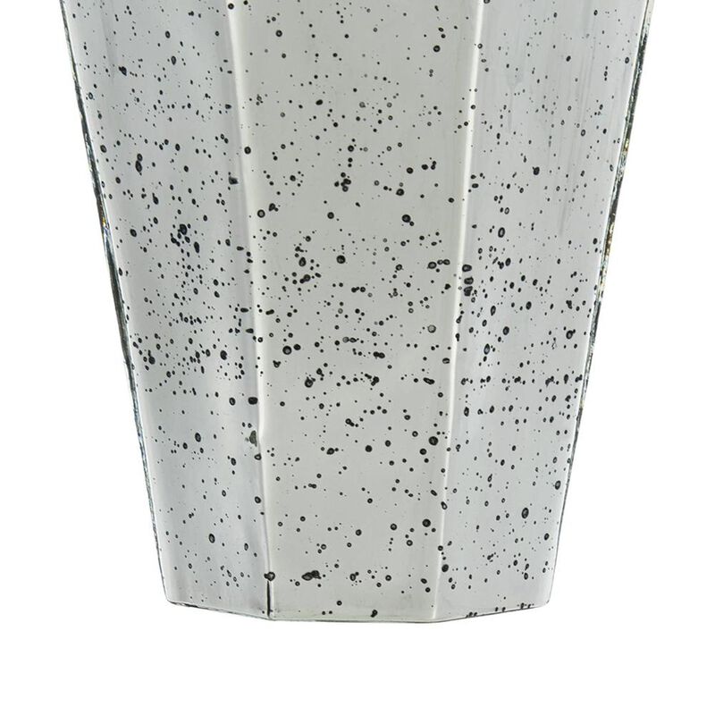 HomeRoots 20" Antiqued Silver Glass Cylinder Table Vase image number 2