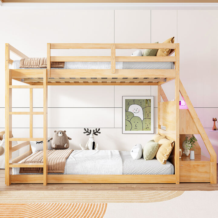Merax Full Size Modern Bunk Bed with APP LED Lights, Charging Hub & Storage