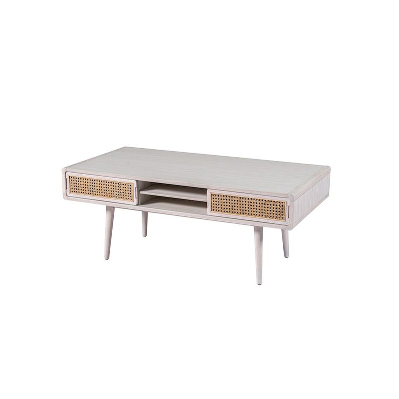Boraam Cambria Coffee Table - Zebrano Whitewash/Natural Cane