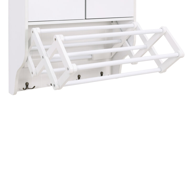 Accordion Expandable / Collapsible Wall Mount Drying Rack with Cabinet