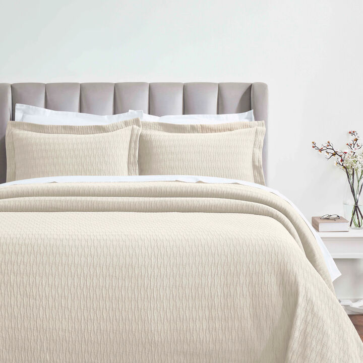 Lightweight Cotton Matelasse Bedspread Set with Diamond Pattern