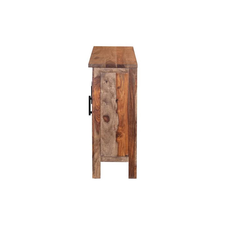 Porter Designs Kalispell Solid Sheesham Wood Bar Cabinet, Brown