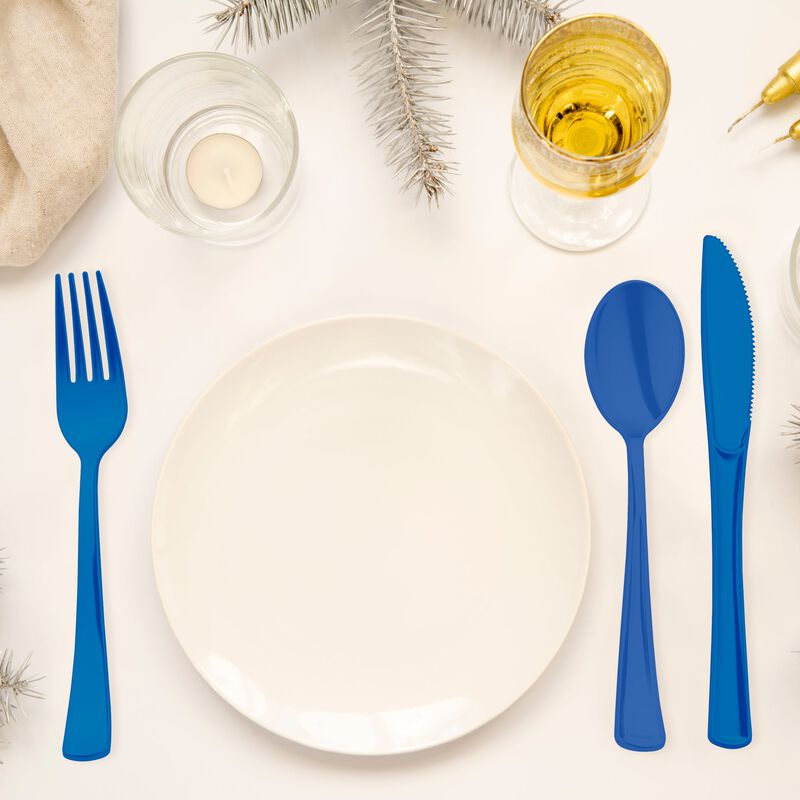 Blue Plastic Party Cutlery Set (144 Sets) image number 1